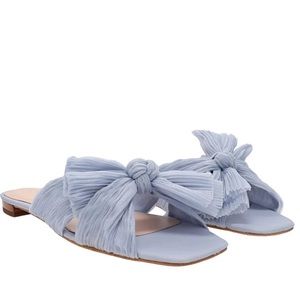 LOEFFLER RANDALL Daphne Blue Pleated Knot Flat Sandals size 9 NWT
